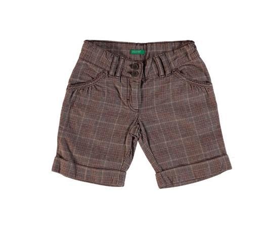 Benetton korte broek bruin roze ruit 5 / 6 jr / 120 cm 122, Kinderen en Baby's, Kinderkleding | Maat 122, Zo goed als nieuw, Meisje