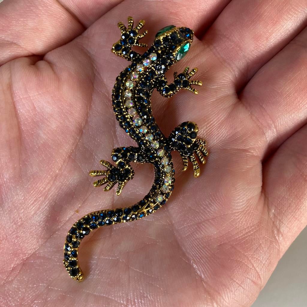 Broche hagedis lizard, Overige materialen, 4 tot 7 cm, Zwart, Ophalen of Verzenden