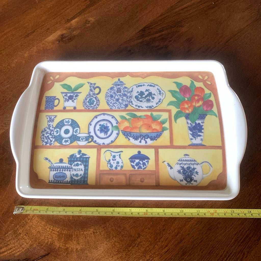 Melamine dienblad met Delfts blauw decoratie, Ophalen of Verzenden, Zo goed als nieuw, Rechthoekig, Kunststof