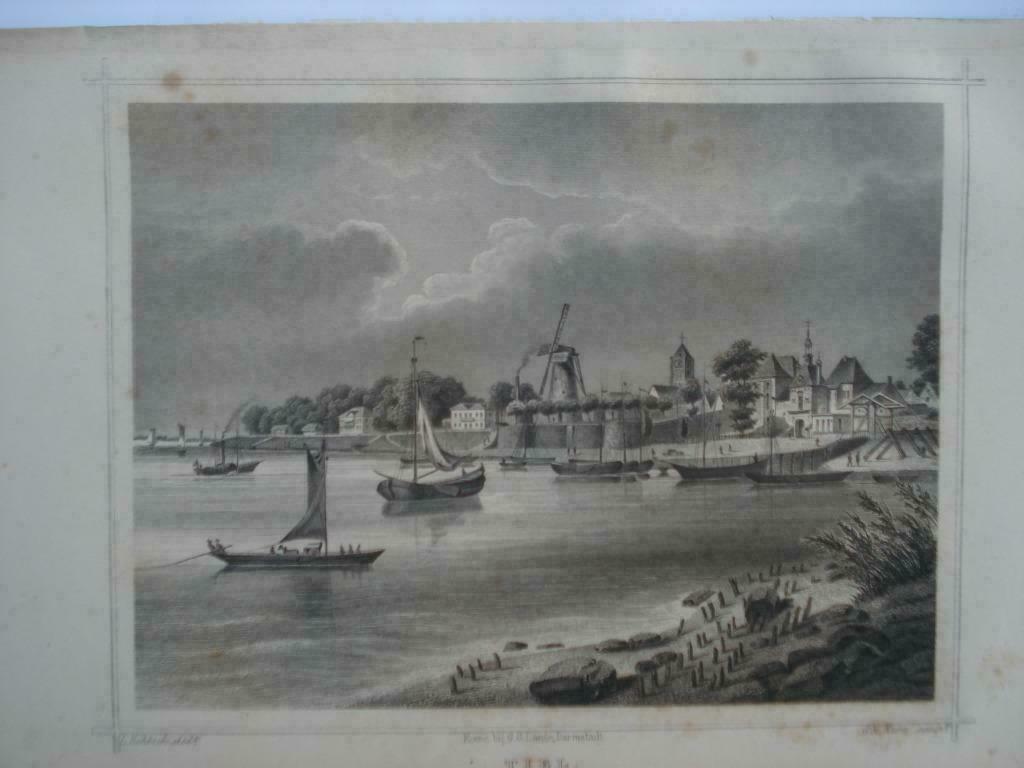 107 / Tiel  van de Waal zijde Staalgravure 1860, Antiek en Kunst, Kunst | Etsen en Gravures, Ophalen of Verzenden
