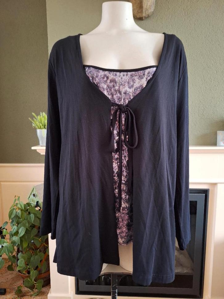 Yoek 2 in 1 top en vest M 44 46, Kleding | Dames, Truien en Vesten, Zo goed als nieuw, Maat 46/48 (XL) of groter, Zwart, Verzenden