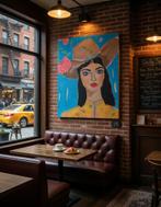 Schilderij 'Vrouw met Hoed' - Handgemaakt Kunstwerk, Ophalen of Verzenden