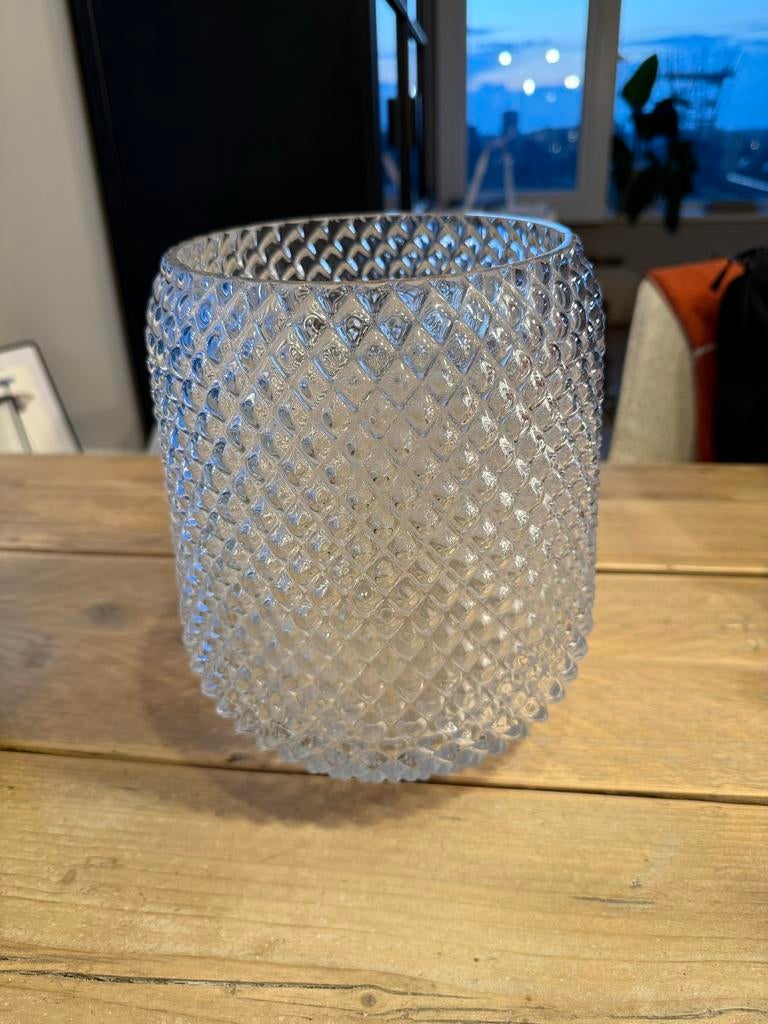 Zara Home vaas met ruitpatroon, Overige kleuren, Ophalen of Verzenden, Minder dan 50 cm, Glas