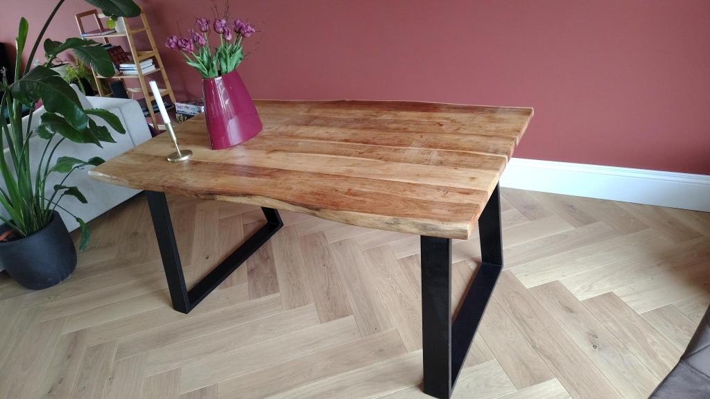 Eettafel acaciahout, Gebruikt, 50 tot 100 cm, 150 tot 200 cm, Modern