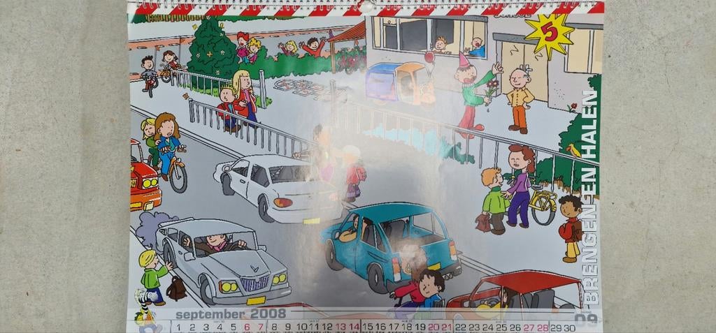 5 educatieve verkeerskalenders / kijkplaten van schoolopseef, Ophalen, Maandkalender, Gebruikt
