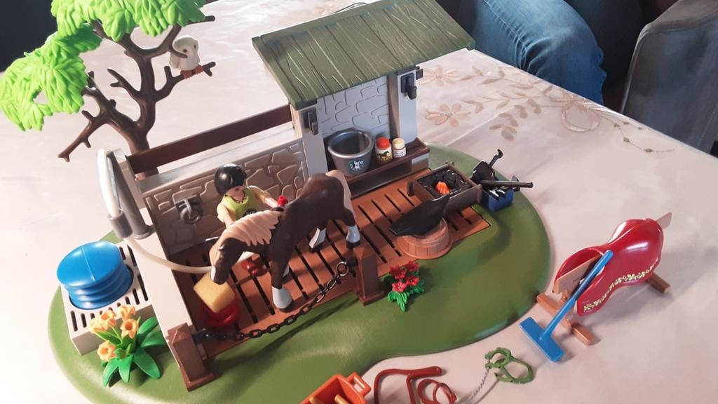 5225 wasgelegenheid en smid voor paarden, Kinderen en Baby's, Speelgoed | Playmobil, Ophalen of Verzenden, Zo goed als nieuw, Complete set