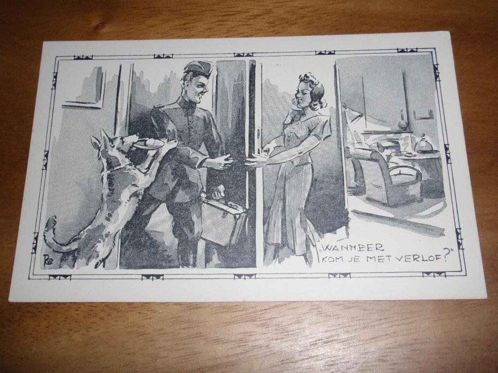 Soldatenkaart Illustrator Wanneer Verlof ?, Verzenden, 1940 tot 1960, Ongelopen, Politiek en Historie