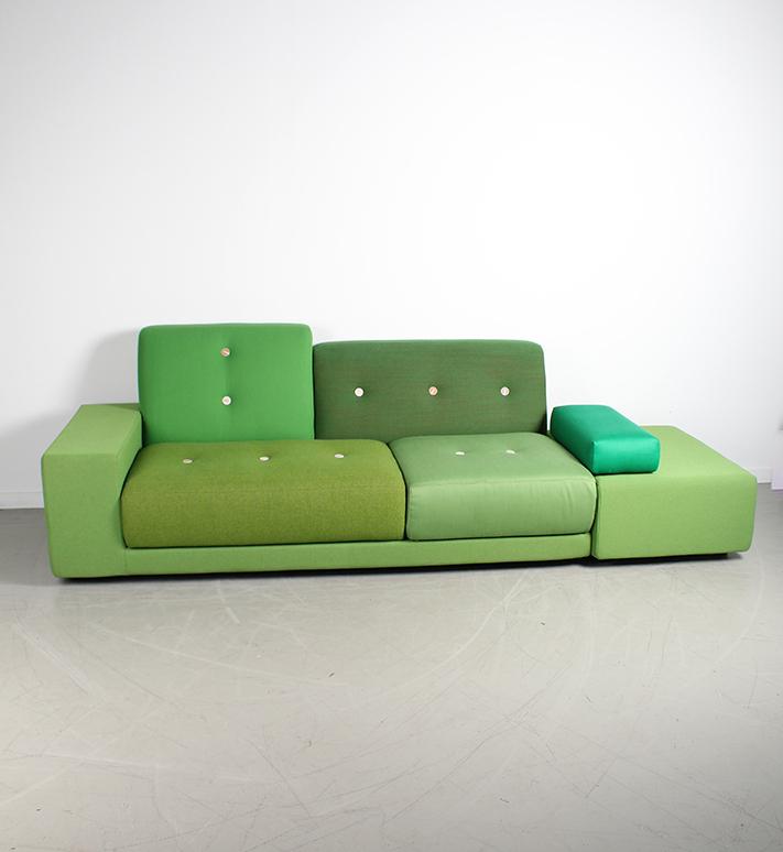 1x Vitra Hella Jongerius Poldersofa Groen 260 cm, Niet ingevuld, 250 tot 300 cm, Niet ingevuld, 75 tot 100 cm