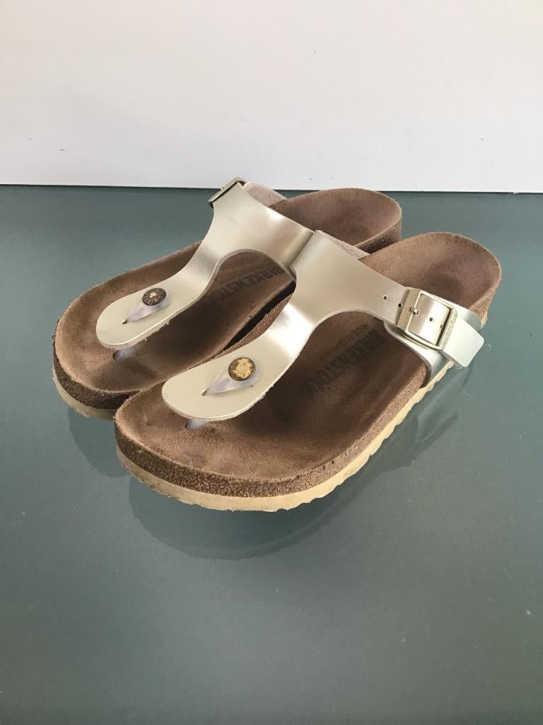 Birkenstock 36 slippers Gizeh goud | Gratis verzenden, Kleding | Dames, Schoenen, Slippers, Overige kleuren, Verzenden, Zo goed als nieuw