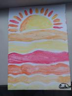 Zonsondergang Aquarel Schilderij, Ophalen of Verzenden
