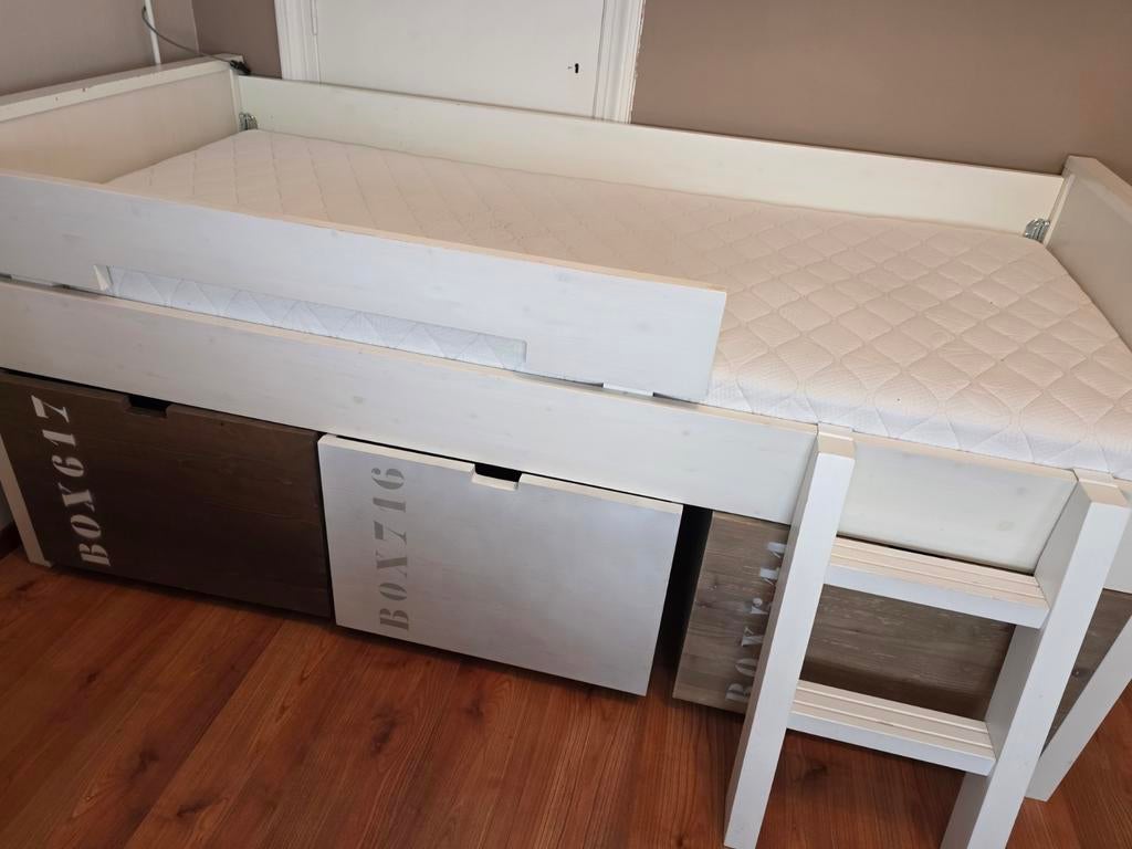 Bopita Hoogslaper met Kast en Opbergboxen - 90x200 cm, Kinderen en Baby's, Kinderkamer | Bedden, Ophalen