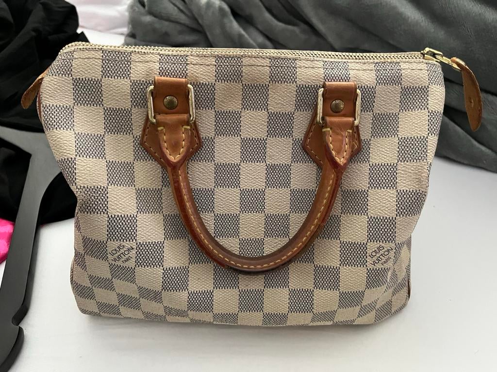 Originele Louis Vuitton tas - Damier Azur Speedy, Ophalen of Verzenden, Gebruikt, Beige, Handtas