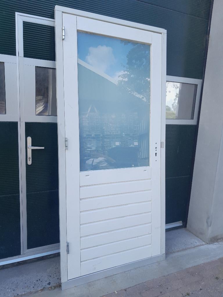 Hardhouten deuren met kozijn glas en slot nieuw (nr53), Doe-het-zelf en Verbouw, Deuren en Horren, Nieuw, Buitendeur, 200 tot 215 cm