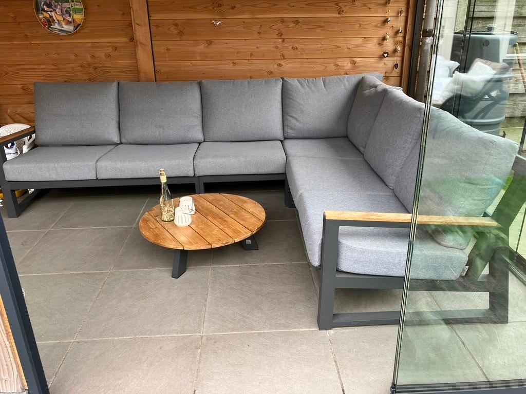 Loungeset  antraciet  incl.kussens, Ophalen, 5 zitplaatsen, Aluminium, Zo goed als nieuw