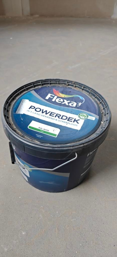 Nieuwe Flexa Powerdek RAL 9016 muurverf 10 liter, Ophalen, Nieuw