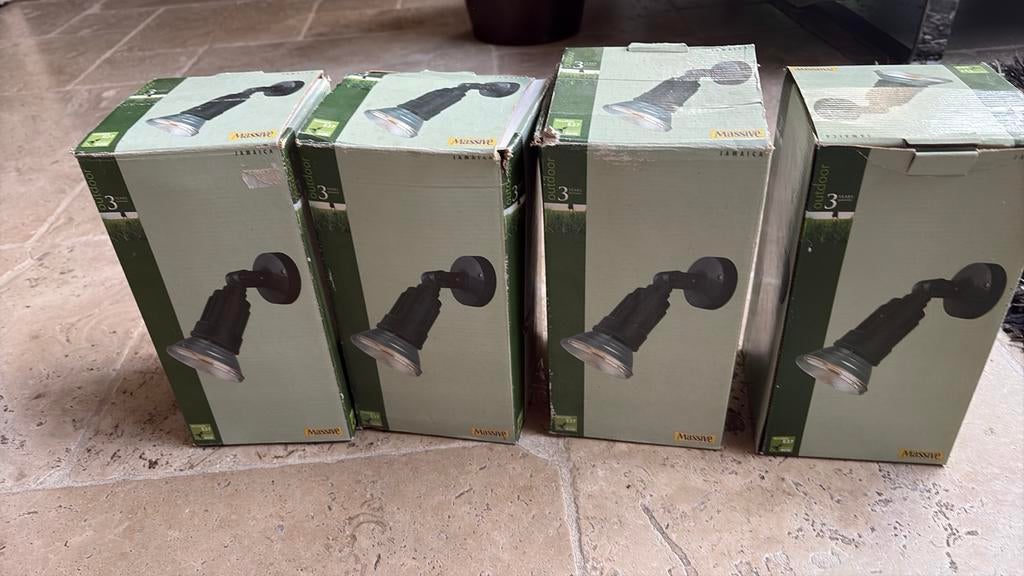 Tuinspots van Massive zwart 4 stuks, Ophalen, Nieuw, Netvoeding, Spots