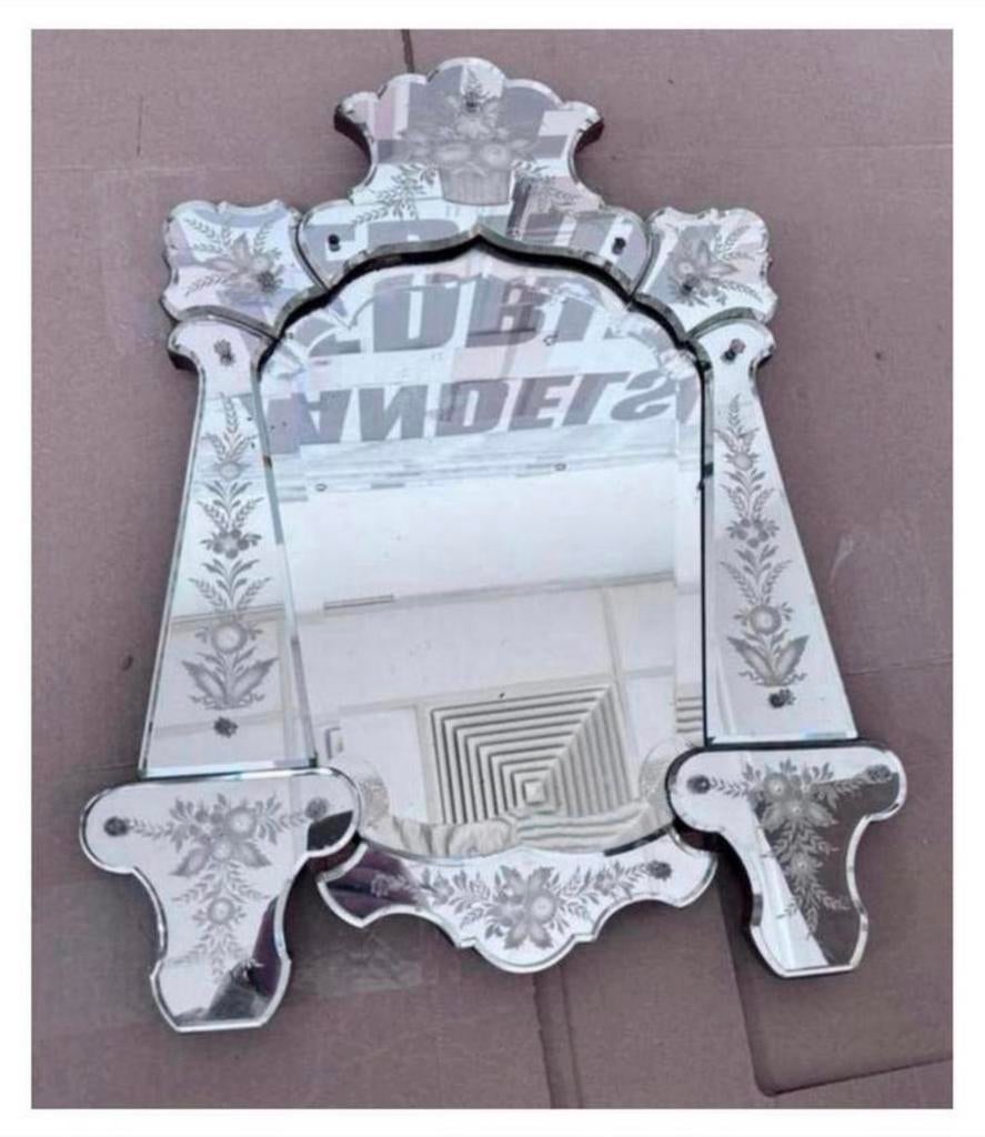 Antieke Venetiaanse spiegel antiek Venetian 1900 early 20th, Ophalen of Verzenden, Overige vormen