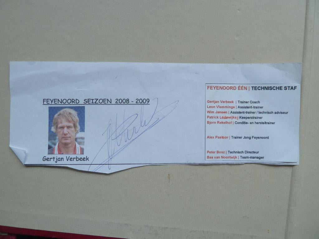 Handtekening. Gertjan.Verbeek. Feyenoord, Ophalen of Verzenden, Zo goed als nieuw, Feyenoord, Overige typen