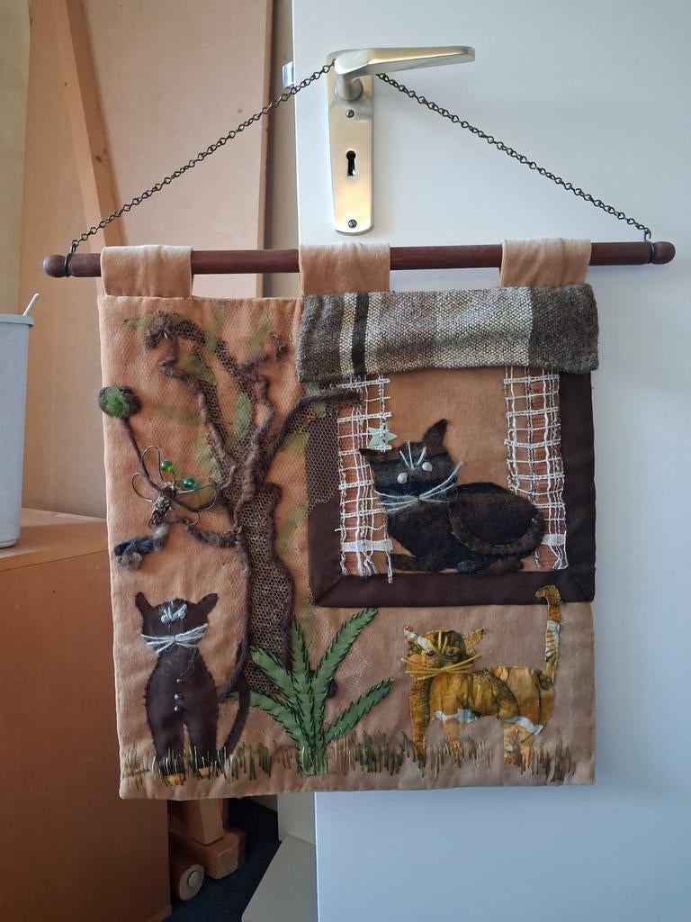 Wandkleed "Poes", 40 bij 45 cm., Huis en Inrichting, Ophalen, Minder dan 50 cm, Overige typen, Minder dan 50 cm