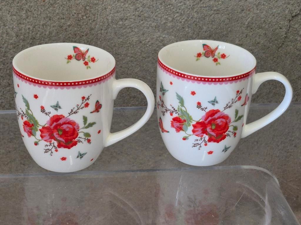 2 mokken room seven winter poppy  zgan, Huis en Inrichting, Keuken | Servies, Ophalen of Verzenden, Zo goed als nieuw, Overige stijlen