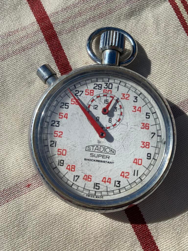 Vintage Stadion Super Schokbestendig Stopwatch, Zakhorloge, Gebruikt, Staal, Overige materialen