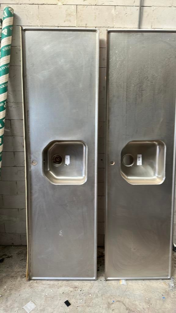 2 stuks roestvrijstalen aanrechtblad inclusief spoelbak, Amsterdam, Rvs, Zo goed als nieuw, Minder dan 100 cm