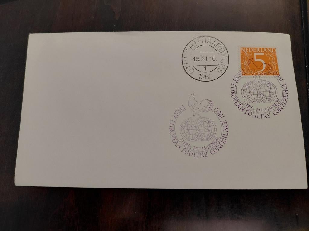 Envelop met stempel  FIRST EUROPEAN POULTRY CONFERENCE 1960, Ophalen of Verzenden, Envelop