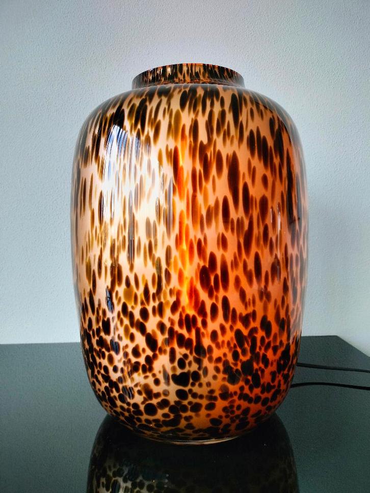 Italië Design Tafellamp Amber Cheetah Leopard Gold, Huis en Inrichting, Lampen | Tafellampen, Zo goed als nieuw, Minder dan 50 cm