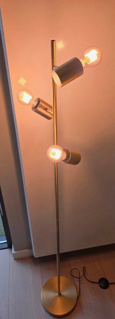 Gouden vloerlamp met drie lichtpunten, Ophalen of Verzenden, 150 tot 200 cm