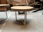 Set salontafel elmwood wit stalen frame, 50 tot 100 cm, Rond, Ophalen of Verzenden, Zo goed als nieuw