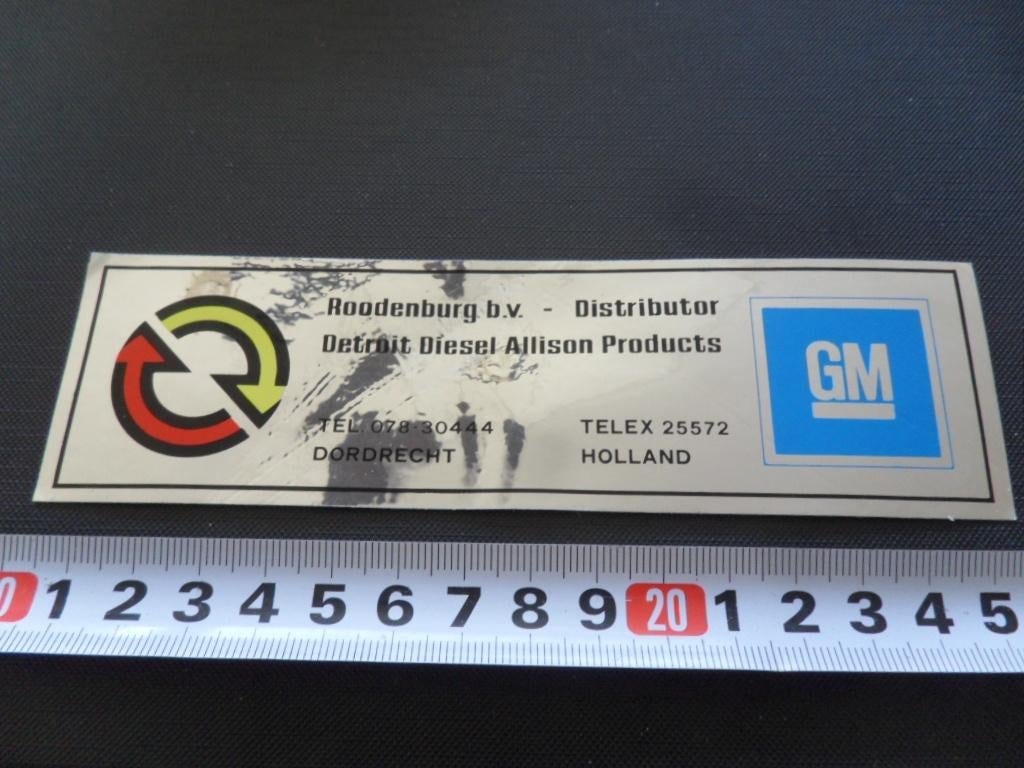 sticker folie dordrecht ROODENBURG detroit diesel allison pr, Verzamelen, Ophalen, Zo goed als nieuw