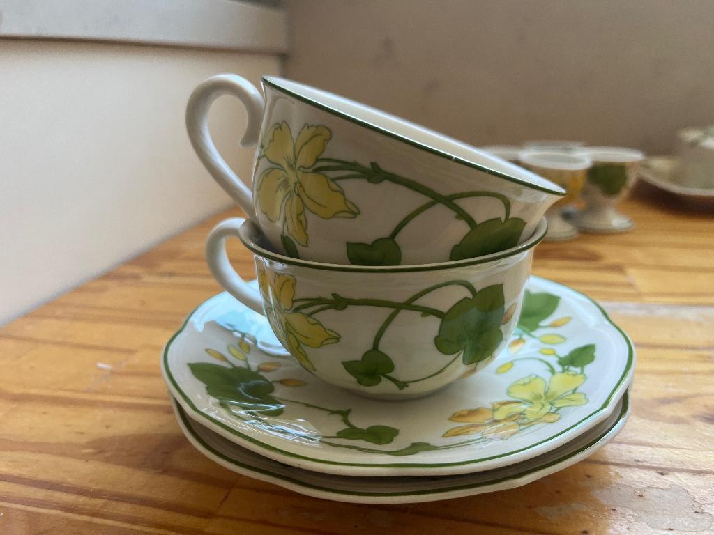 Villeroy en Boch Geranium 2 theekop en schotel, Ophalen of Verzenden