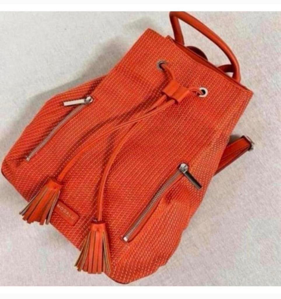 Modalu Lulu Backpack - Vintage oranje rugtas rugzak dames, Oranje, Ophalen of Verzenden, Zo goed als nieuw, H