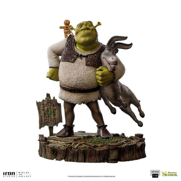 Iron Studios Deluxe Statue Shrek Donkey and Gingerbread Man, Verzamelen, Film en Tv, Zo goed als nieuw, Film, Beeldje, Replica of Model