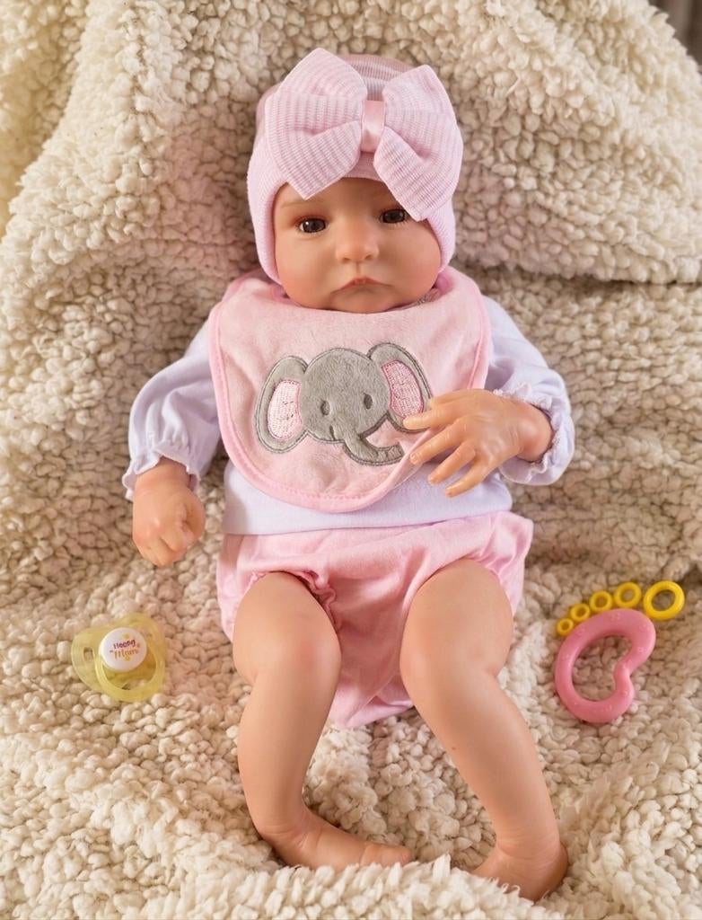 Reborn baby pop meisje - Met outfit - Stoffen lijfje, Ophalen of Verzenden, Nieuw, Babypop