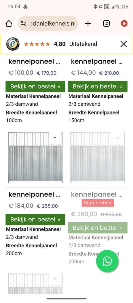 22 stuks 2/3 dichte kennelpanelen hondenkennel tussenwanden, Dieren en Toebehoren, Hondenhokken, Ophalen, Nieuw, 110 cm of meer