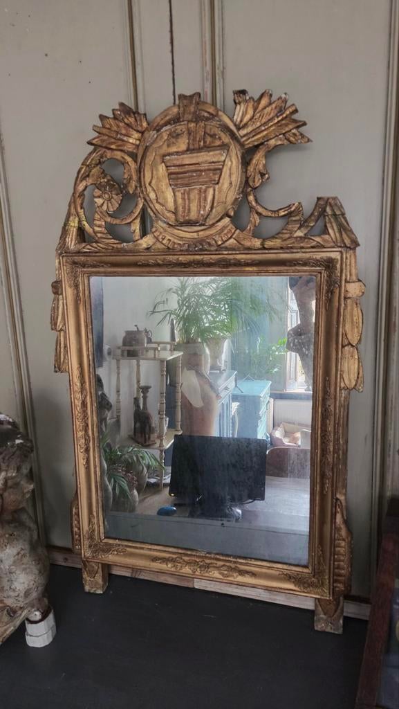 Franse bruidsspiegel Bois Doré spiegel circa 1860, Antiek en Kunst, Ophalen, Rechthoekig