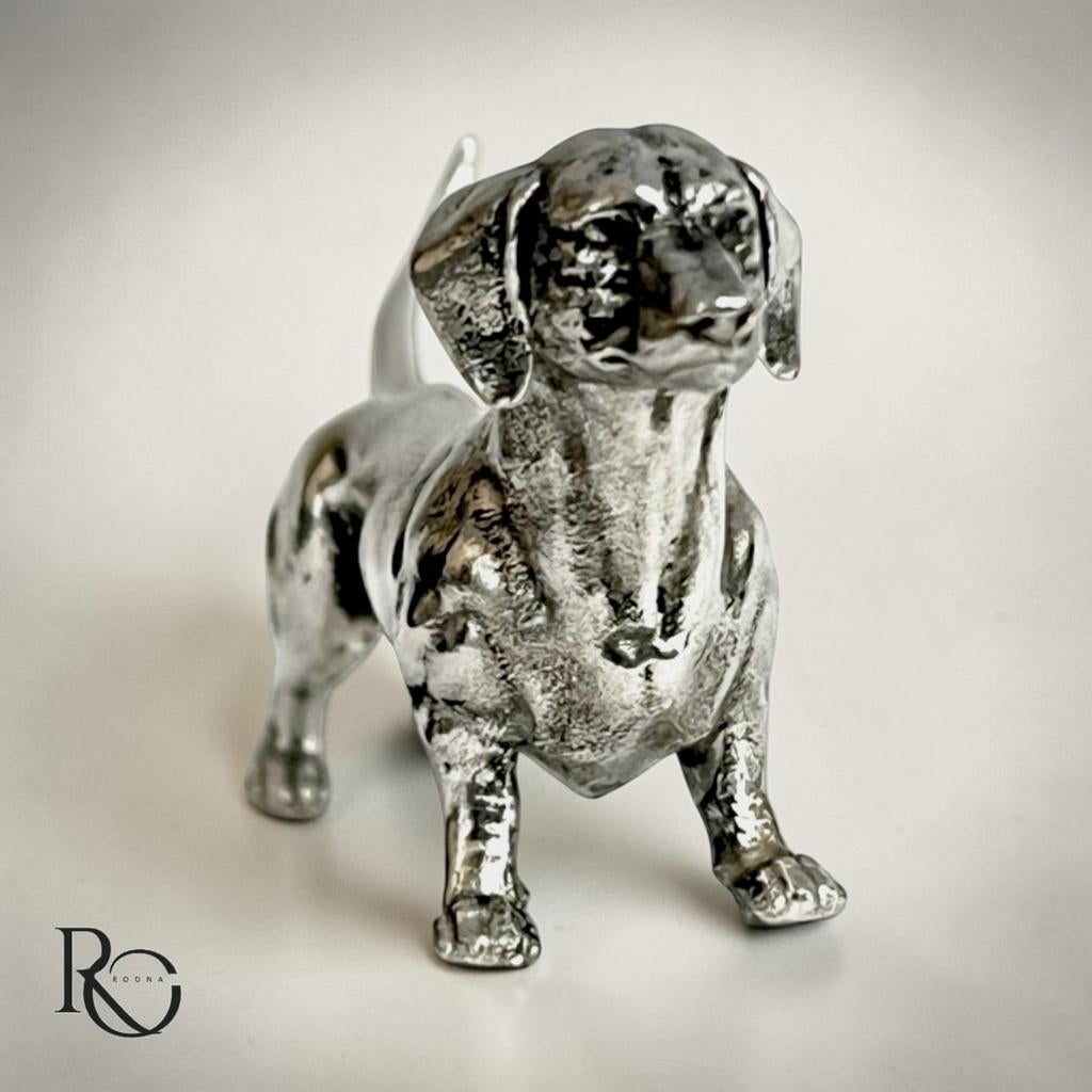Teckel – Handgegoten Zilveren Miniatuur (925 Sterling), Ophalen of Verzenden, Zilver
