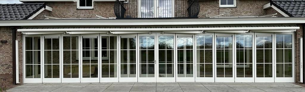 Solarlux vouwwand Harmonica schuifpui 12,60m 14 delig, Ophalen, Gebruikt, Inclusief glas, Hout