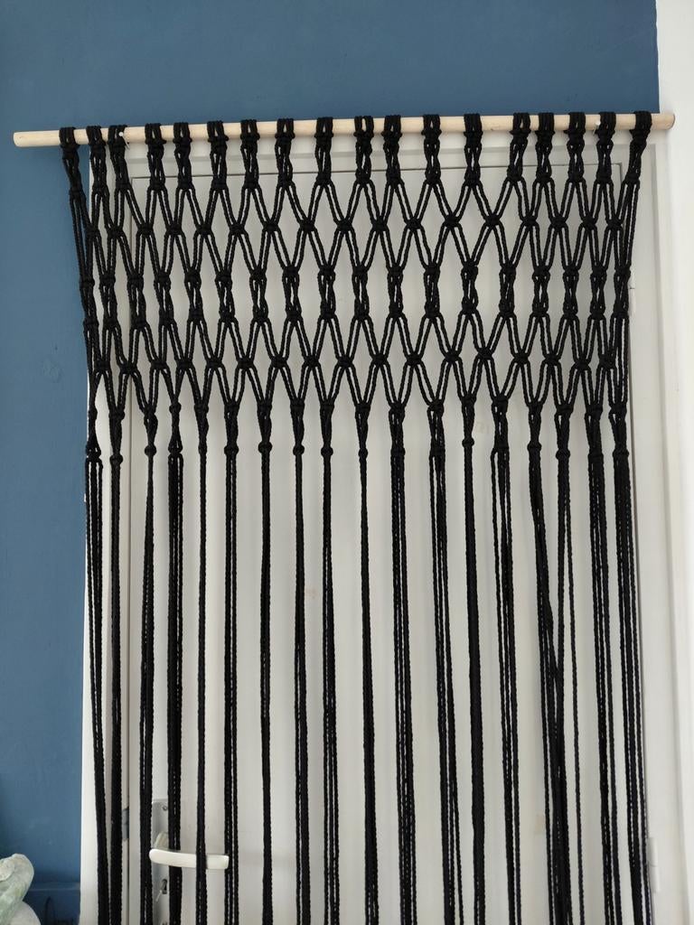 Nieuw vliegengordijn macrame zwart 203x95cm, 200 cm of meer, Zwart, Macrame, Nieuw
