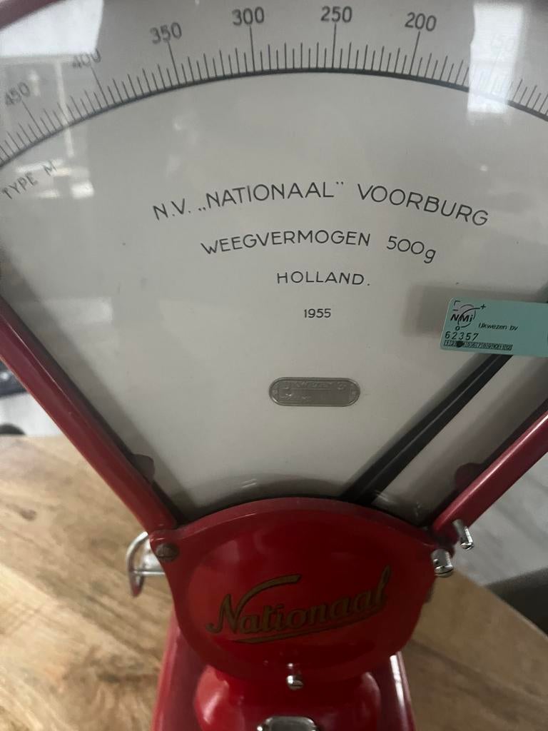N.V. "Nationaal" Voorburg keukenweegschaal 1955, Antiek en Kunst, Ophalen of Verzenden