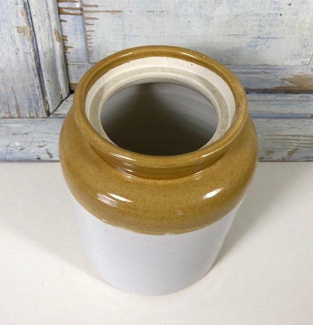 Steengoed pot half geglazuurde vaas grès pot zandkleur oker, Antiek en Kunst, Antiek | Keramiek en Aardewerk, Ophalen of Verzenden