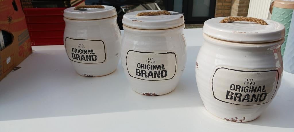 Set van 3 Riverdale voorraadpotten "Original Brand", Huis en Inrichting, Ophalen, Wit, Steen/keramiek, Landelijk