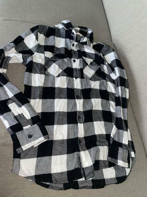H&m 158 blouse overhemd zwart wit houthakkersblouse, Verzenden, Zo goed als nieuw, Jongen, Overhemd of Blouse