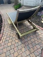 Houten ligbed met zwart textileen, Tuin en Terras, Ligbedden, Ophalen of Verzenden, Gebruikt, Hout, Verstelbaar