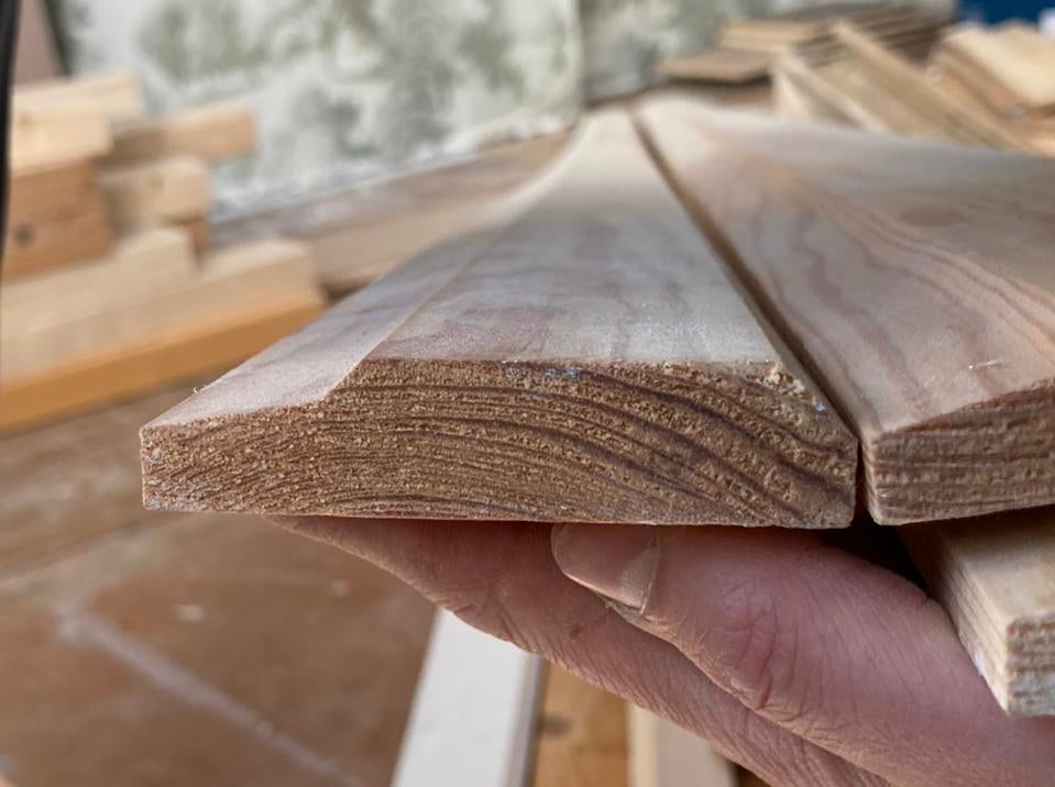 3x Architraaf/deurlijst 239,7 x 7 cm onbehandeld grenen, Doe-het-zelf en Verbouw, Ophalen, Minder dan 25 mm, Grenen, Zo goed als nieuw