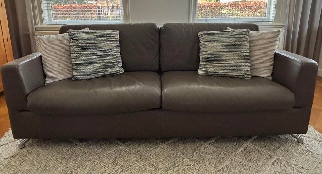 Machalke design bank 2-zits Taupe, Ophalen, Tweepersoons, Zo goed als nieuw, Rechte bank