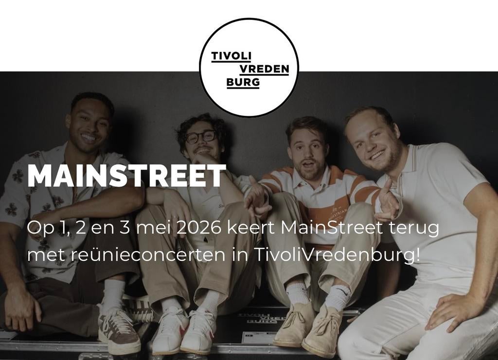 2 tickets Main Street vrijdag 1 mei, Tickets en Kaartjes, Concerten | Pop, Twee personen, Mei