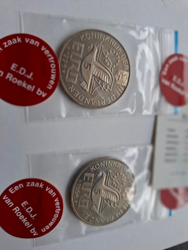 2 x 5 euromunten 1996 Willem Barentsz, Postzegels en Munten, Ophalen of Verzenden, Koningin Beatrix, Euro's