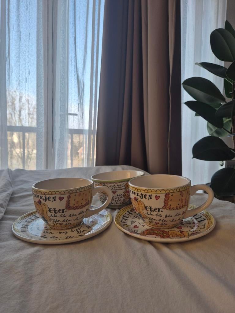 Blond kop en schotel met extra bakje, Huis en Inrichting, Keuken | Servies, Ophalen, Gebruikt, Blond Amsterdam, Kop(pen) en/of Schotel(s)